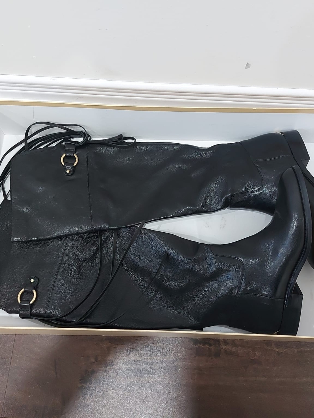 Women's Black Tall Lace-Up Leather Boots